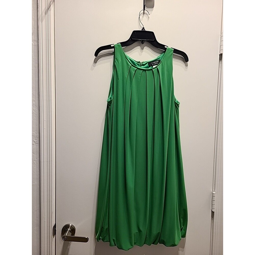 Essentials by ABS Women Dress Sleeveless Wide Strap Green M